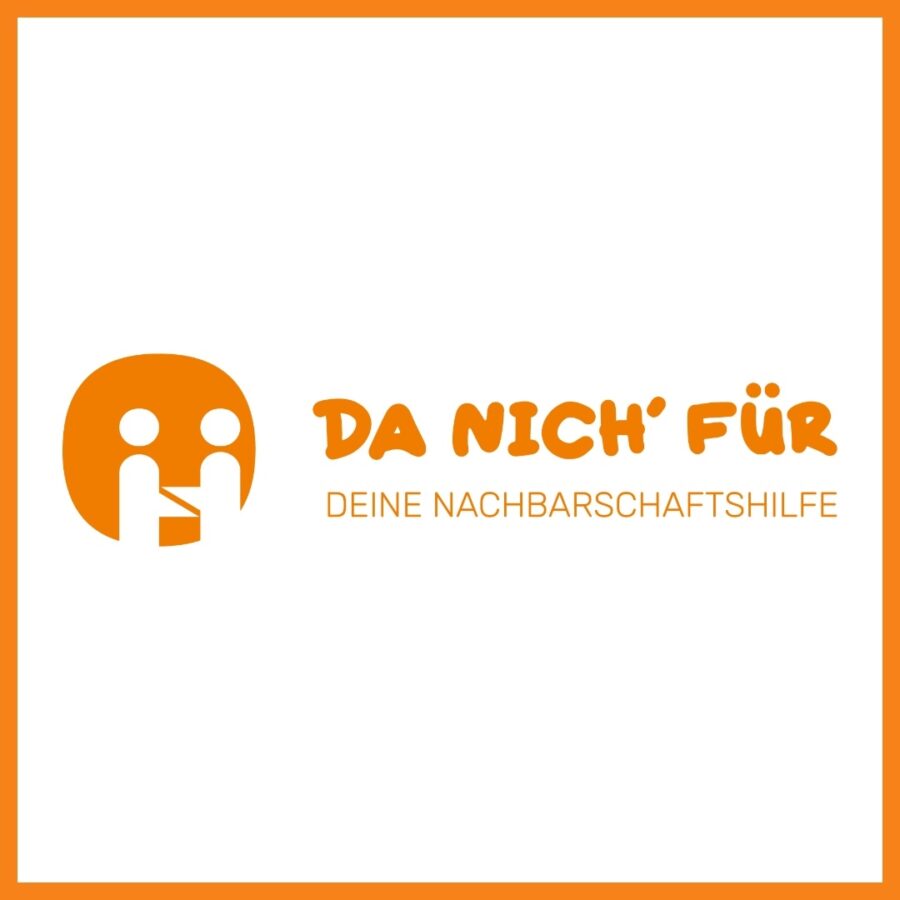 Bild zeigt in den Farben orange-weiß das Logo des Projekts "Da nich´ für - Deine Nachbarschaftshilfe".